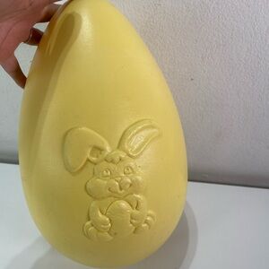 Vtg1998 Big Easter Egg Blow Mold Grand Venture Yellow 14” Bunny Rabbit Decor